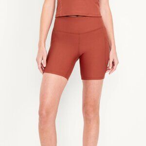Old Navy Active Powerlite Extra High Rise 6" Bike Shorts in Rust Red Size Large